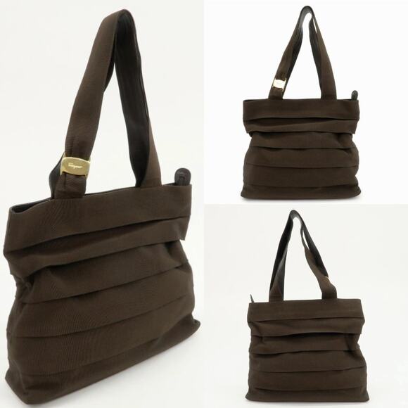 Ferragamo Handbags - 💎✨Authentic✨💎Ferragamo Vara Logo Canvas Tote Bag Shoulder Bag Brown